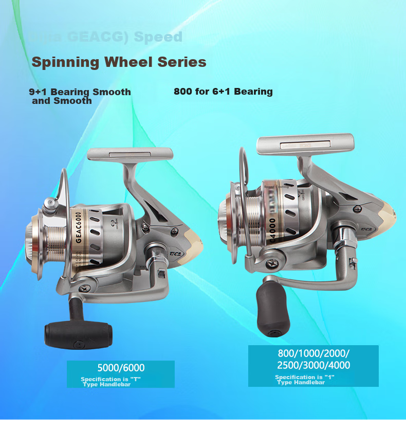 Dijia Fishing Reel, GEAC1000 (Gold), Series, All-Metal Line Cup, Fishing Reel, Spinning Reel, Lure Reel, Fishing Line Reel, Rock Fishing Reel, Long-Distance Casting Reel, Rafting Fishing Reel, Sea Rod Reel, Long-Distance Casting Reel 1