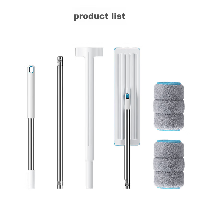 Wuyuehua Flat Mop, 42CM Handle Length, 139CM Total Length, 2 Replacement Cloths Included, Enlarged Panel, No Hand Washing Required, Household Lazy Flat Mop