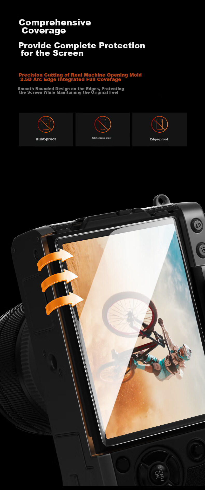 Llano Camera Tempered Glass Protective Film, Suitable for Fuji X-T30II, XT30 Second Generation, X-S10, XT30, X-T100, XE3 Camera Screen Protective Film, Single Piece 5