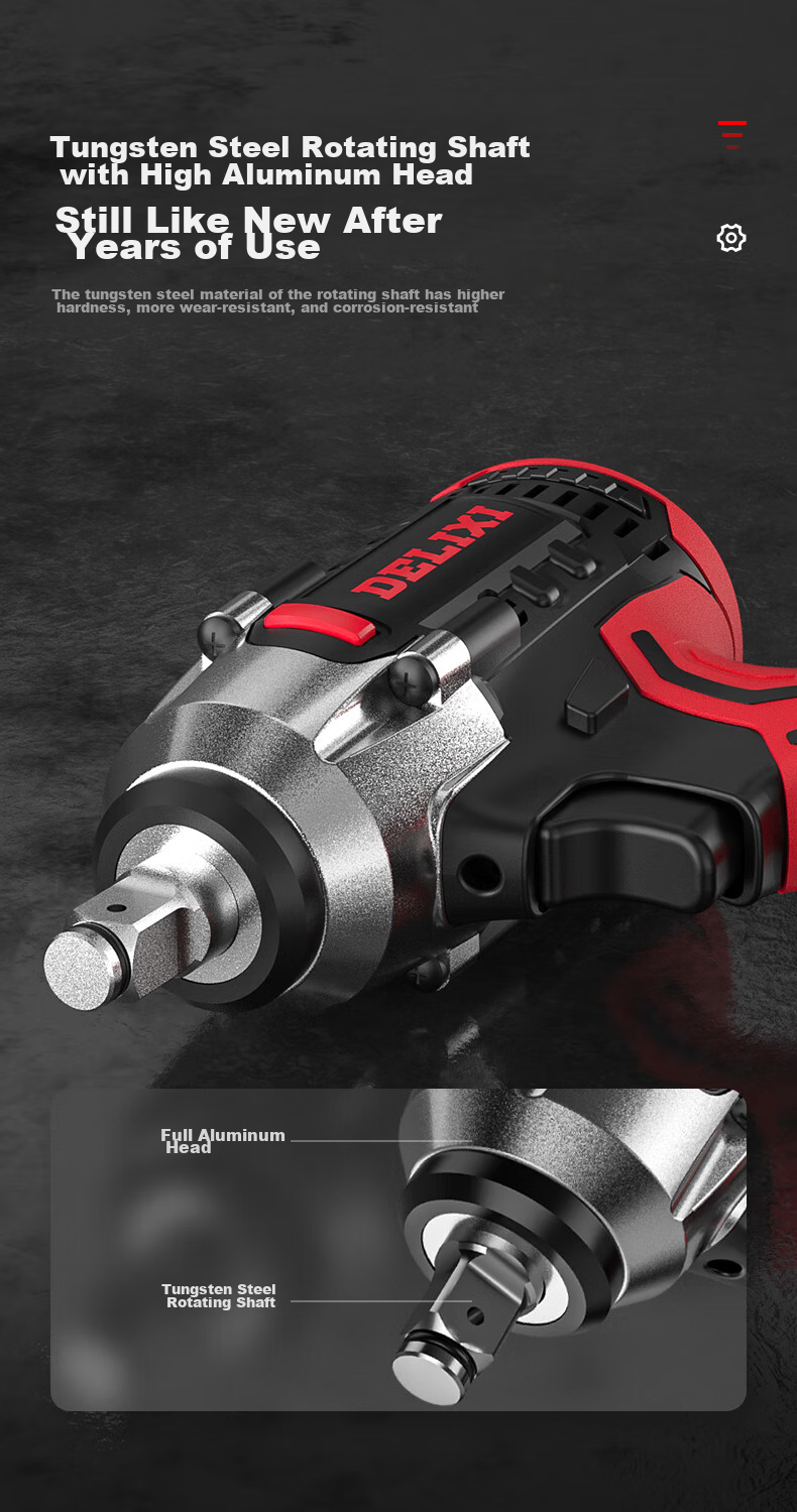 Deli Xidianqi Brushless Electric Wrench, Lithium Battery Electric Impact Wrench, Auto Repair And Maintenance Kit, Power Tool Wrench, High Torque Impact Wrench 15