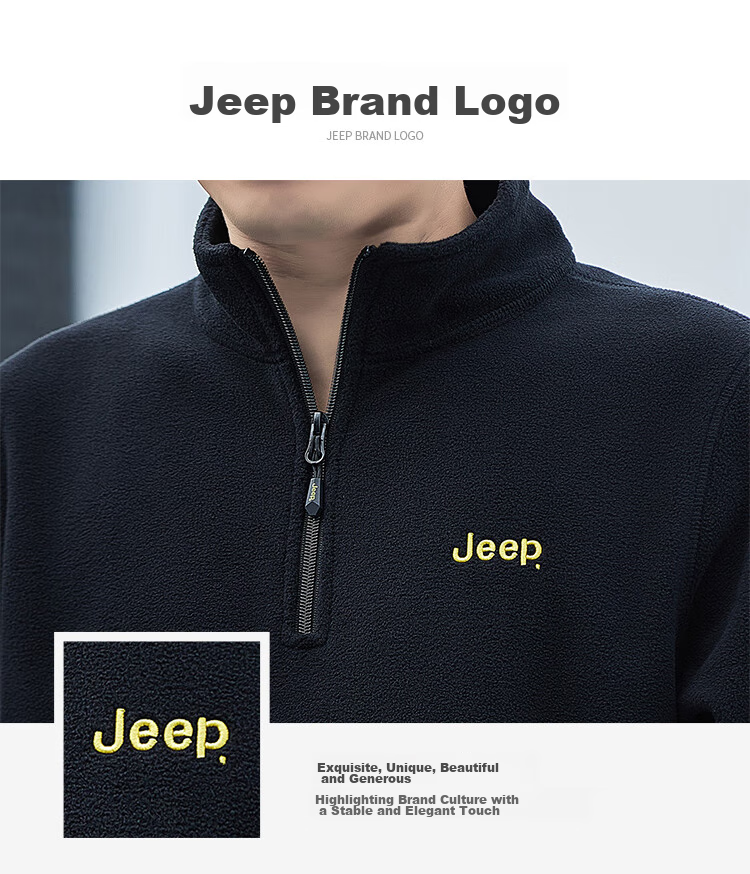 JEEP Men's Sweatshirt, Loose-Fitting Long-Sleeve T-Shirt for Autumn And Winter, Fleece-Lined Thick Casual Clothing, Black, 3XL 4