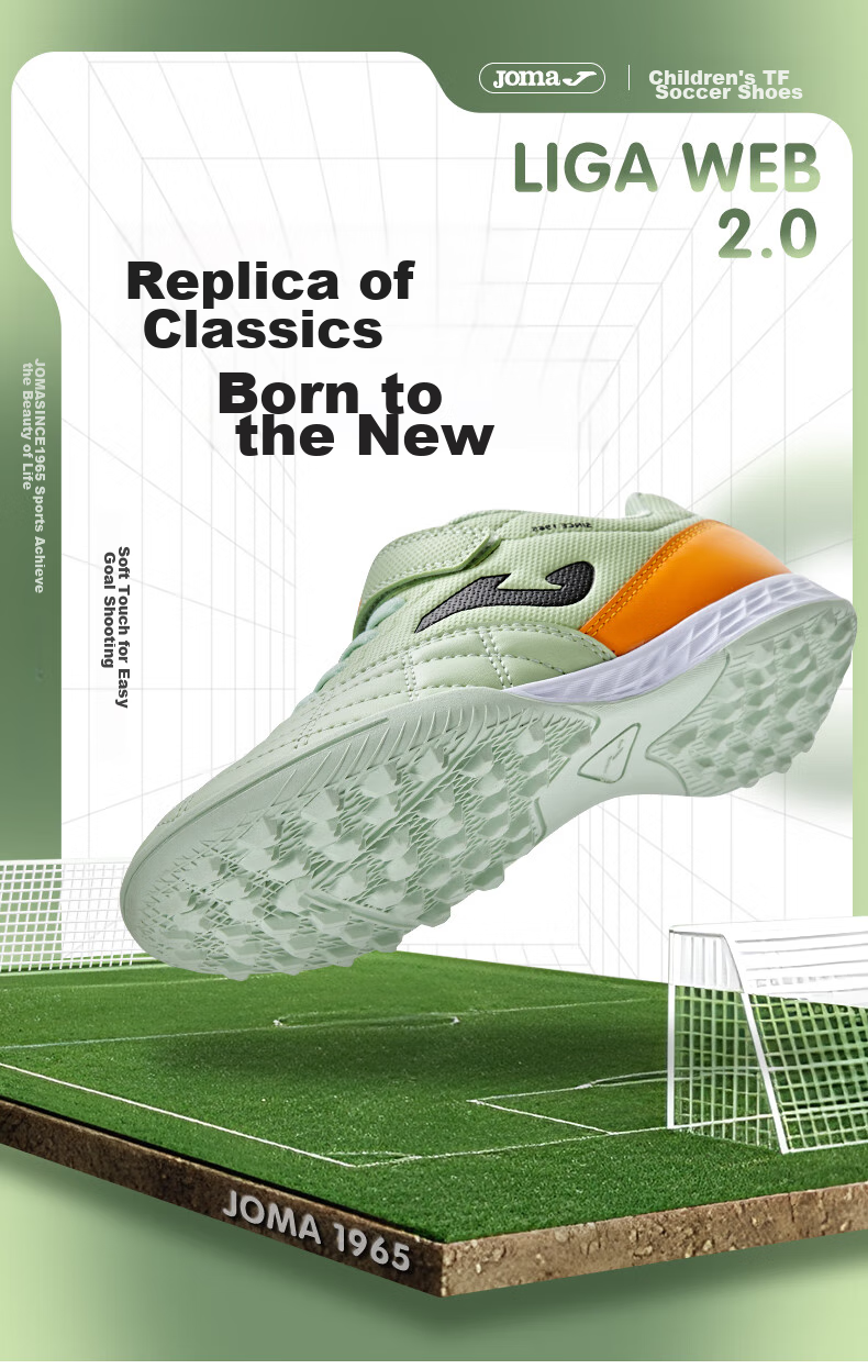 JOMA Soccer Shoes for Children, TF Turf Cleats for Boys And Girls, Youth Elementary School Students, Classic Football Training Shoes, White And Red, Size 35 1
