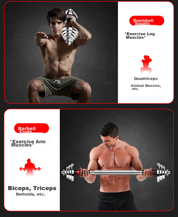 Chengyue Electroplated Dumbbell And Barbell Set, 15kg, Adjustable And Detachable Fitness Equipment for Men And Women, CY-024 25