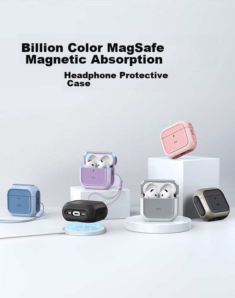 ESR AirPods 4 Case, Apple Earphone Protective Case 2024 Fourth Generation Noise-Cancelling Earphone Case, MagSafe Magnetic Charging Compatible, Wireless Charging Bluetooth Earbuds, Anti-Slip And Drop-Resistant, Black 10