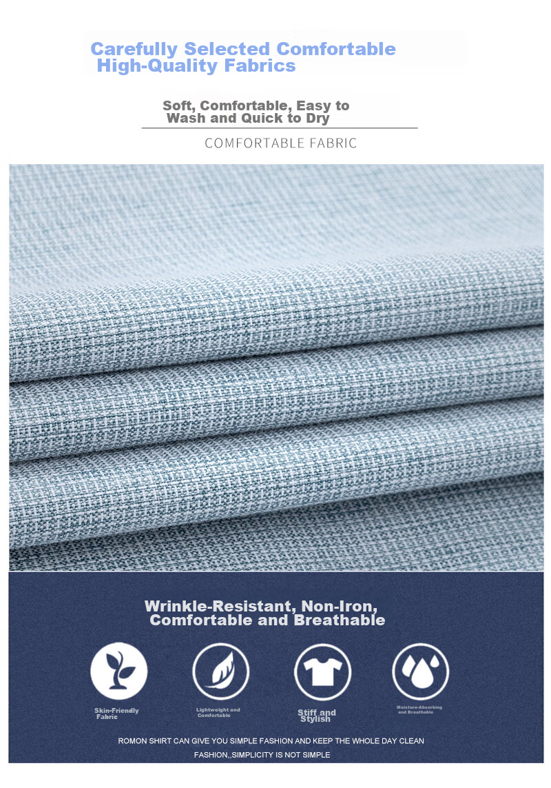 FIRS Men's Long-Sleeve Plaid Casual Shirt, Middle-Aged Business Formal Wear, Wrinkle-Free TCT4296 (Long-Sleeve Style), Size 41 2