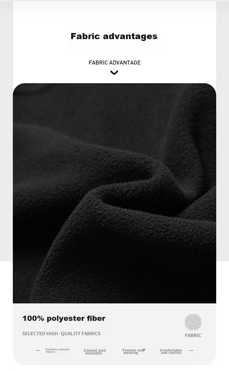 JEEP Men's Jacket, Trendy Simple Stand-Collar Fleece Jacket with Embroidery, Men's Fleece Coat 085, Black, M 4
