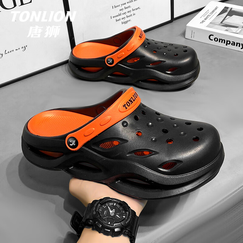 TonLion Men's Sandals, Summer Hole Shoes for Men, Comfortable Outdoor Slippers, Closed-Toe Beach Shoes