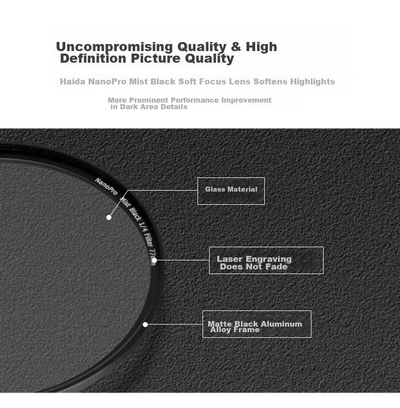 Haida NanoPro 67mm Black Soft Filter, 1/4 Soft Focus Diffusion Filter, Suitable for Portrait Photography And Video, Compatible with Canon, Nikon, Sony And Other Mirrorless And DSLR Camera Lenses 6