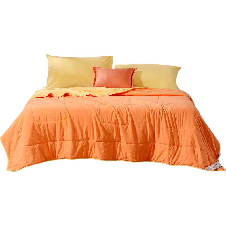 FUANNA Summer Quilt, Washed Cotton Air Conditioning Blanket, No Duvet Cover Needed, Double Size Summer Comforter, 3 Jin (1.5 Kg) Weight, 230x229cm Size