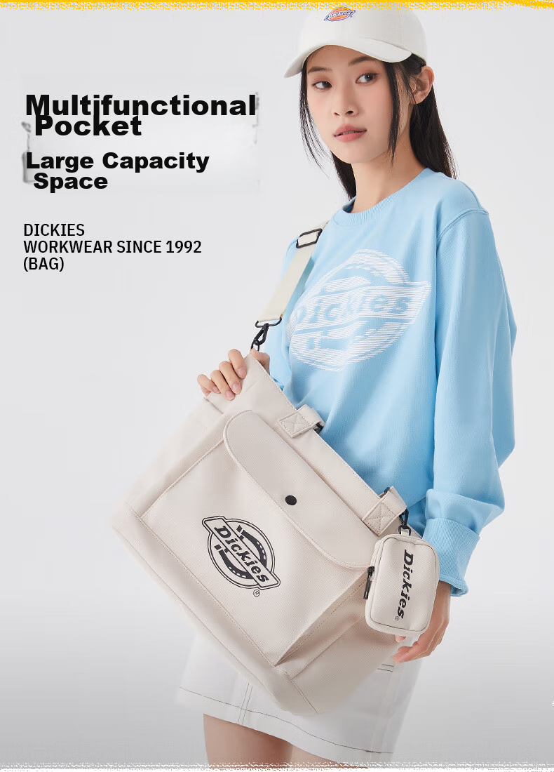 Dickies Shoulder Bag, Large Capacity Crossbody Bag for Women, Multi-Pocket DK Outdoor Travel Bag, Casual Fashionable Street-Style Versatile Canvas Bag 3
