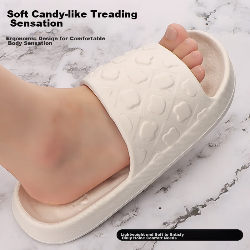 IQGD Slippers Sandals for Women, Floor Slippers with Soft Soles, Non-Slip Bathroom Home Slippers for Couples, 2456 White, Size 38-39