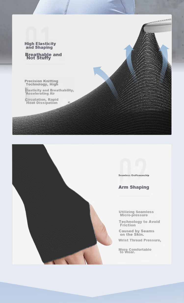 Keep Ice Sleeve Sun Protection Arm Sleeves for Men And Women, Cycling Outdoor Fishing Sports Ice Silk Summer Sun Protection UV-Resistant Arm Guards, Black 7