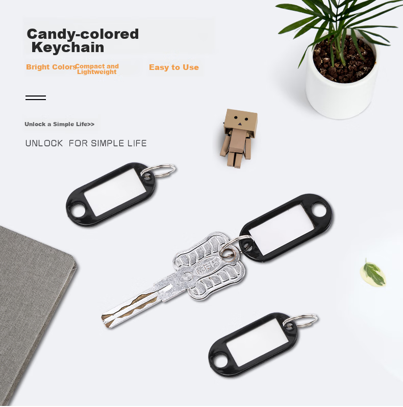 Befon Key Tag, Key Management Hanging Tag, Classification Marker, Key Chain, 2459 Office Key Pendant, Office Supplies, Black, 50 Pieces/box 2