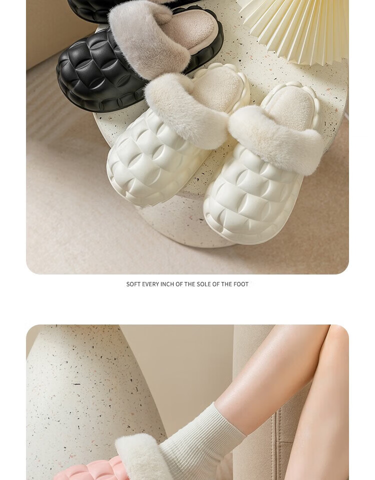 IQGD Women's Fleece-Lined Cotton Slippers, Warm Half-Toe Couple Non-Slip Indoor Home Bedroom, Astronaut White Size 40-41 18