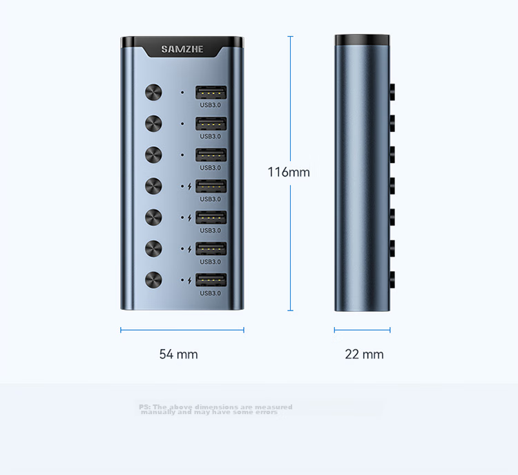 SAMZHE USB3.0 Hub, One-To High-Speed Expansion Dock, Laptop Hard Drive Keyboard Mouse Hub, 7-Port HUB Extension Cable, 1 Meter HB307 16