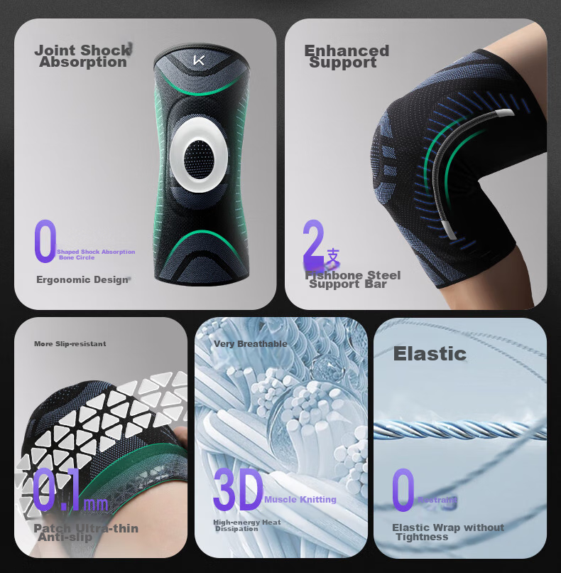 Keep Sports Knee Brace for Men, Running Jump Rope Anti-Slip Basketball Joint Meniscus Fixation Knee Protector, Xuanmo Black, Size S 2