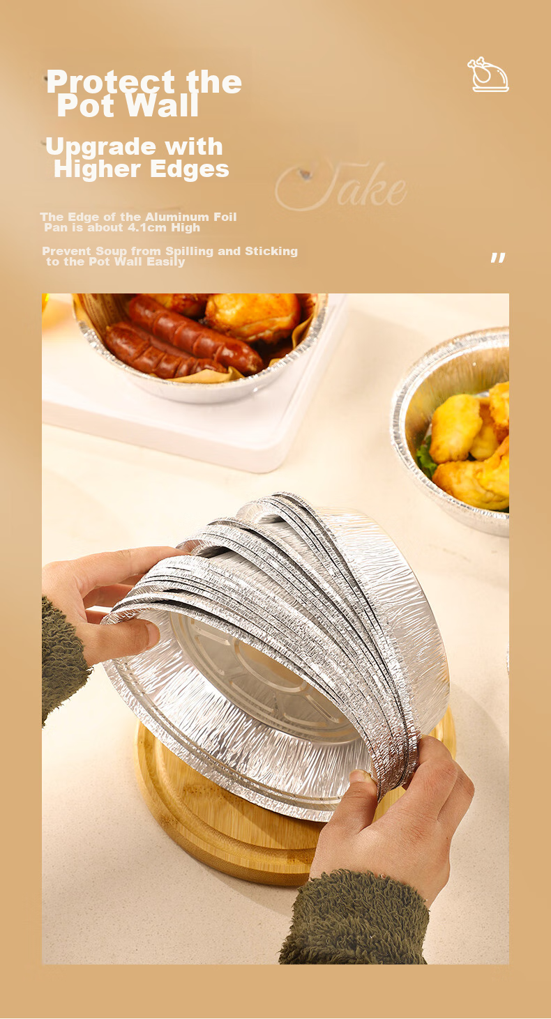 Guangyi Air Fryer Aluminum Foil Pans, Air Fryer Specific Paper Tin Foil Bowls, Aluminum Foil Baking Trays, 19cm*50 Pieces, GY8725 11