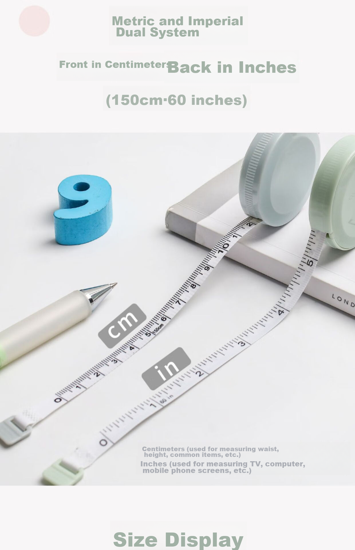 Ouliwen Mini Tape Measure for Students to Measure Height And Body Dimensions, Soft Tape with Automatic Retractable Design for Easy Measurement, Simple White Color 8