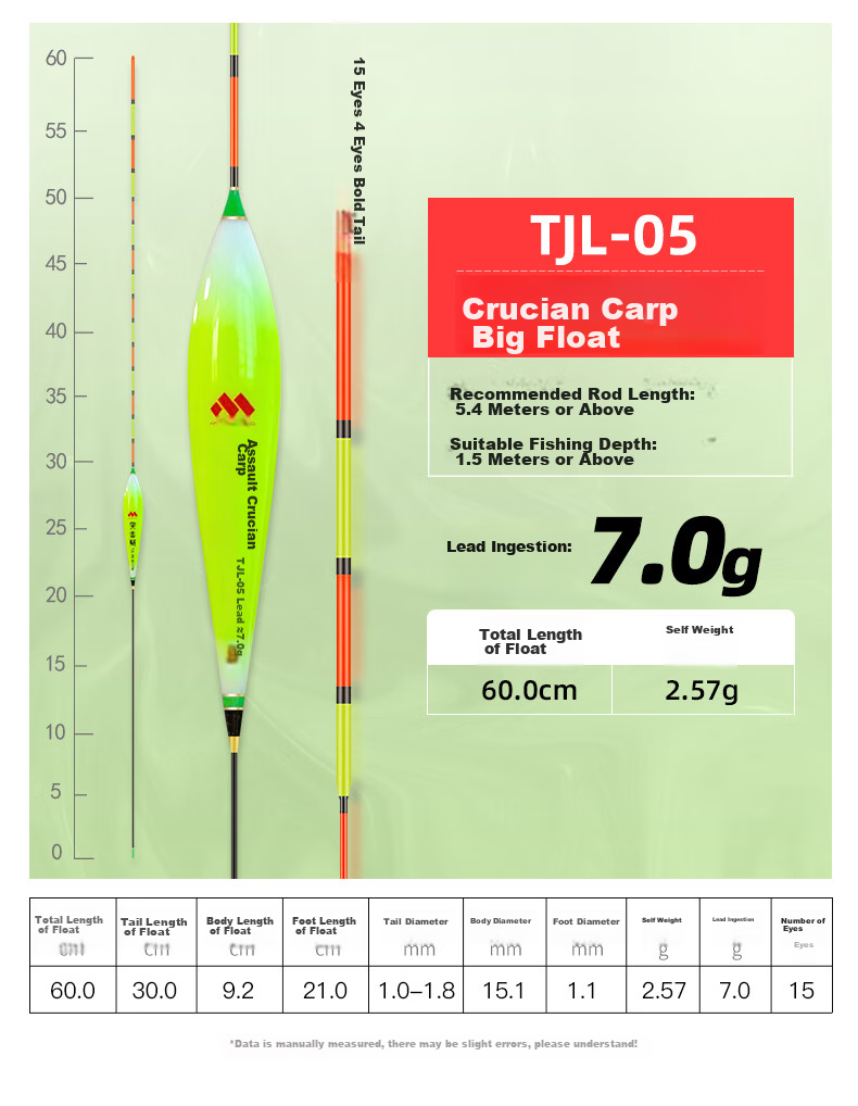 Menggong Assault Carp Float, Highly Sensitive Wild Fishing Float, Carp And Bighead Carp Float, Eye-Catching Thickened Windproof And Wave-Resistant Carp Float for Wild Fishing 03 11