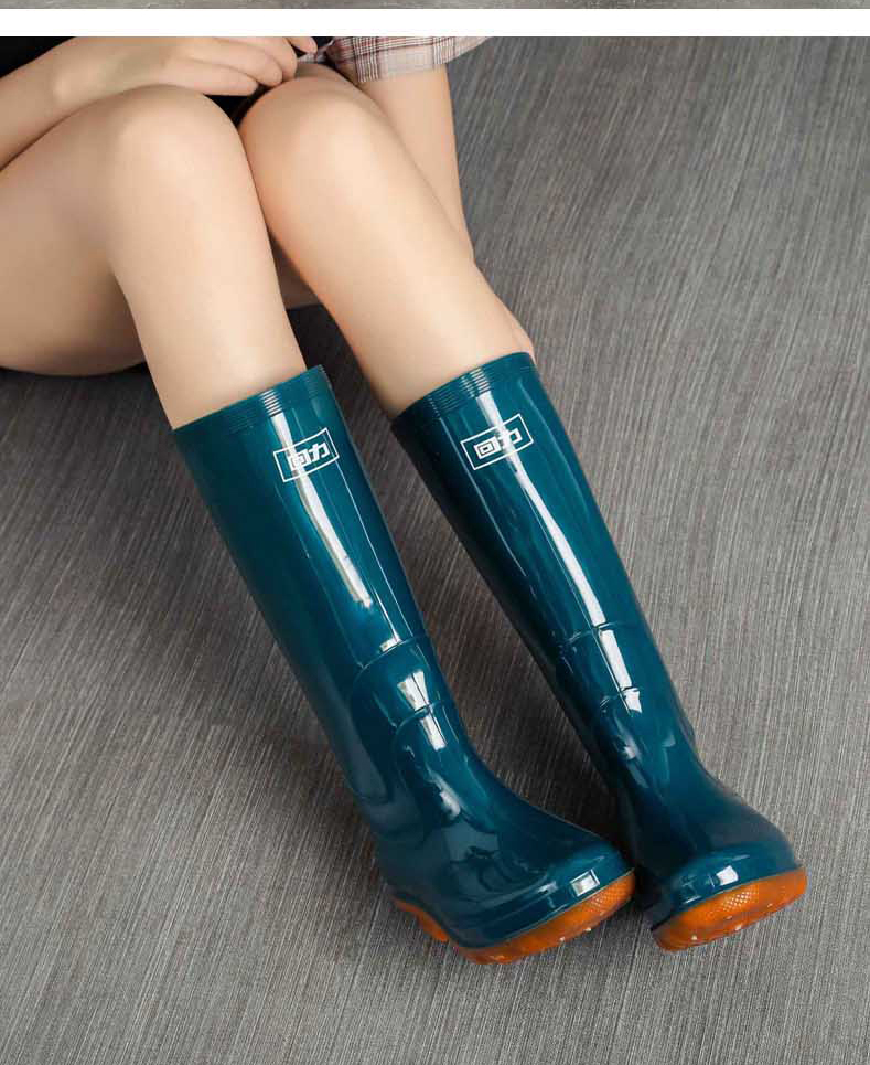 Huili Women's Fashion Rain Boots, Water Shoes, Outdoor Waterproof Non-Slip Wear-Resistant Comfortable Overshoes HL513 High-Top Black Size 40 14
