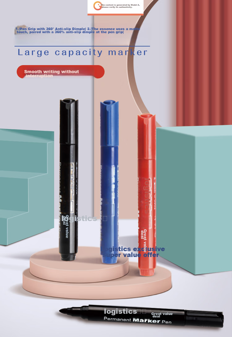 Genvana Single-Tip Oil-Based Marker Pen for Logistics - Black (Pack of 10) G-0902 1