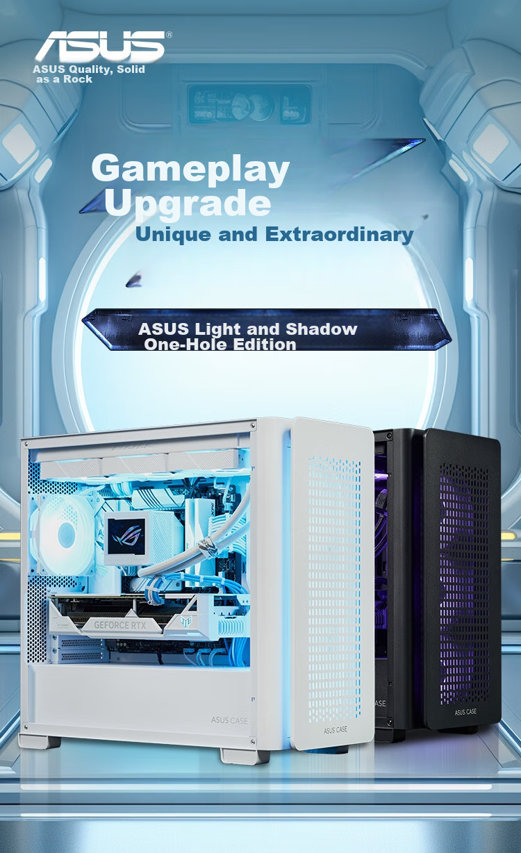 ASUS A23 Dongjianbai Case, Front Mesh Panel/M-ATX/Supports Back-Mounted Motherboard/360mm Water Cooling/3-Sided Dust Protection/Side Transparent Tempered Glass/High-Efficiency Heat Dissipatio 1