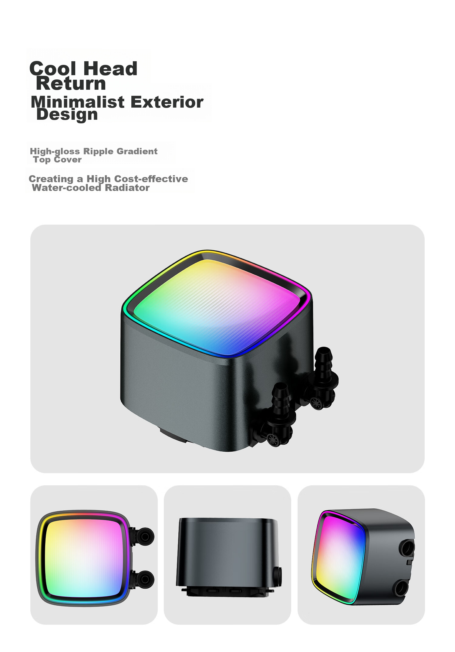 GeometricFuture Eskimo Pro 420 White All-In CPU Liquid Cooler 420 Water Cooling Radiator / INTEL / AMD / Dual Platform / ARGB Lighting Effects 6