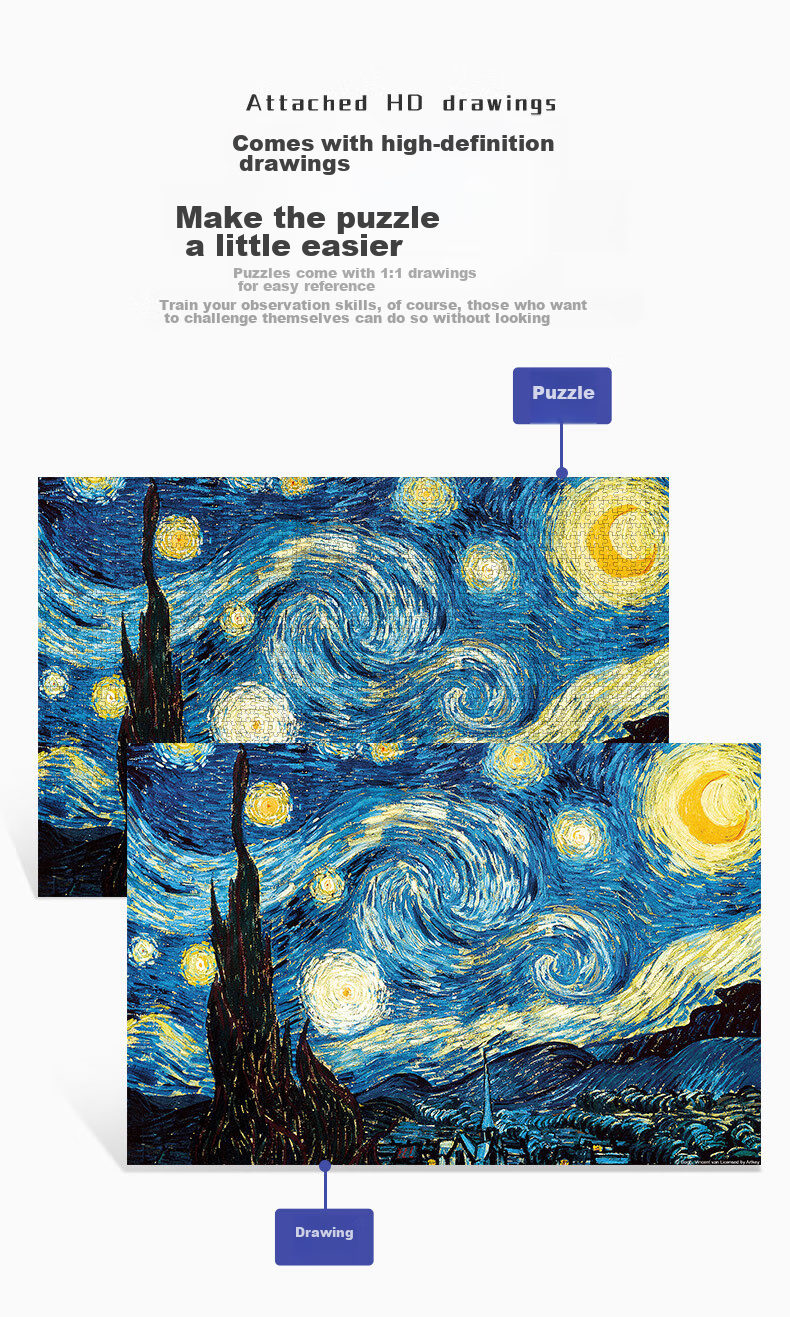 AIPUZZLE Adult Puzzle, 2000 Pieces Starry Night Sky, Adult Toy, Home Decoration, Stress Relief Puzzle Toy, Birthday Gift 7