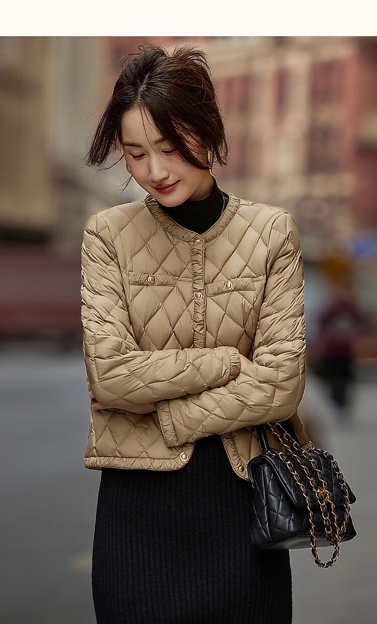 Dme [Qianjin Madeline] Winter Chanel-Style Lightweight Cloud 90% Duck Down Coarse Tweed Filling Puffer Jacket for Wome 18
