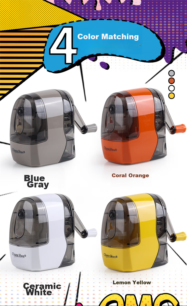 Zhonghua H1005 Student Pencil Sharpener, Multifunctional Hand-Cranked Sharpener, Automatic Pencil Feeding Sharpener, Ceramic White 3