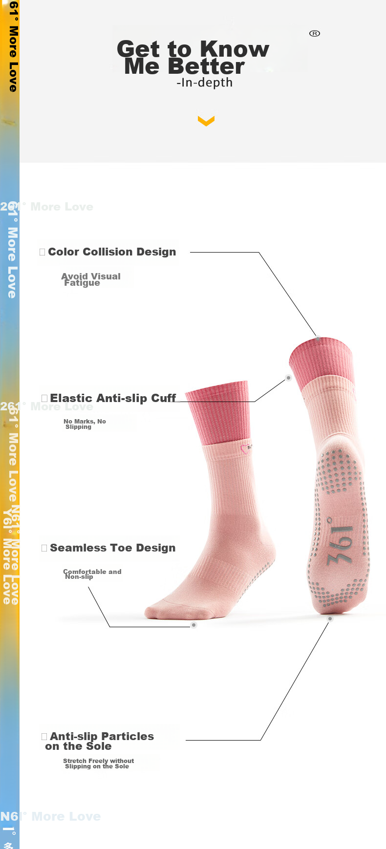 361° Sports Long Socks, Yoga Non-Slip Socks, Fitness Indoor Floor Exercise Breathable Socks, Foot And Leg Protectio 3