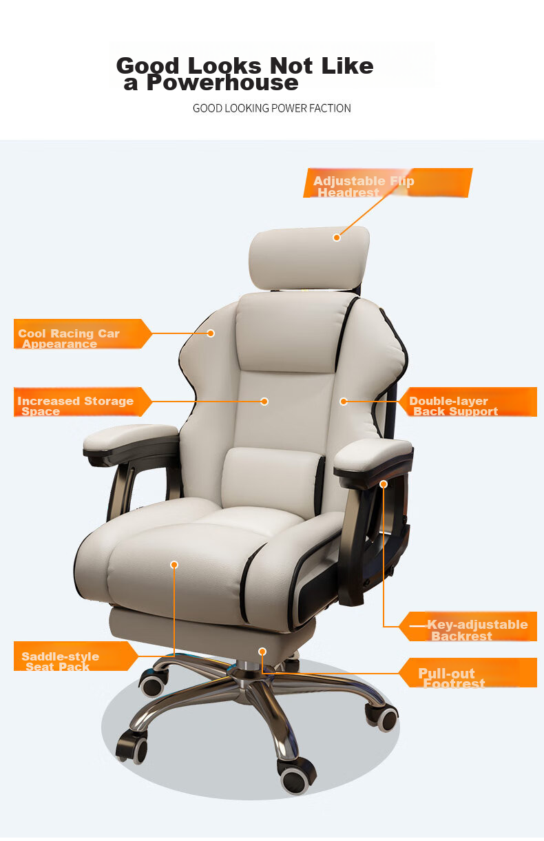 Chibailun Ergonomic Office Chair, Computer Gaming Chair for Home Use, Study Chair, Executive Chair with Adjustable Height And Swivel Functio 4