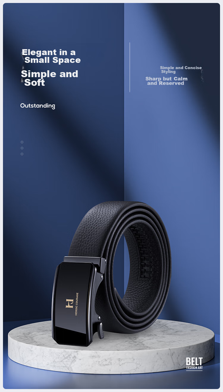 HLA Men's Automatic Buckle Belt, Top-Grain Leather, Extended Length, Birthday Gift for Boyfriend, Fashionable New Style, Trendy Present for Father 5