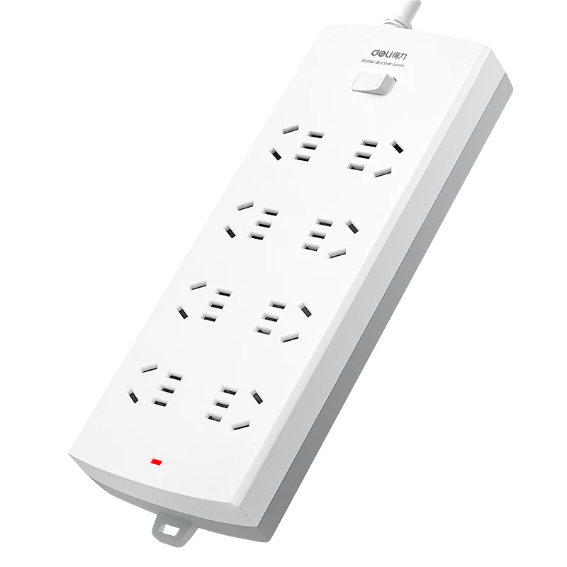 Deli 3C Certified National Standard Power Strip, Extension Cord/Power Bar/Surge Protector, Overcurrent Protection, 3996S, 8 Outlets with Master Switch, Total Length 1.8 Meters
