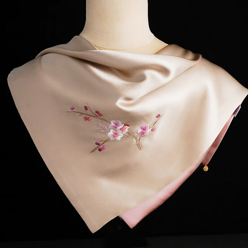 Hangsifu Suzhou Silk Scarf, Mulberry Silk Scarf, Neck Protection Small Square Scarf, Practical Birthday Gift for Mom, Mid-Autumn Festival Present