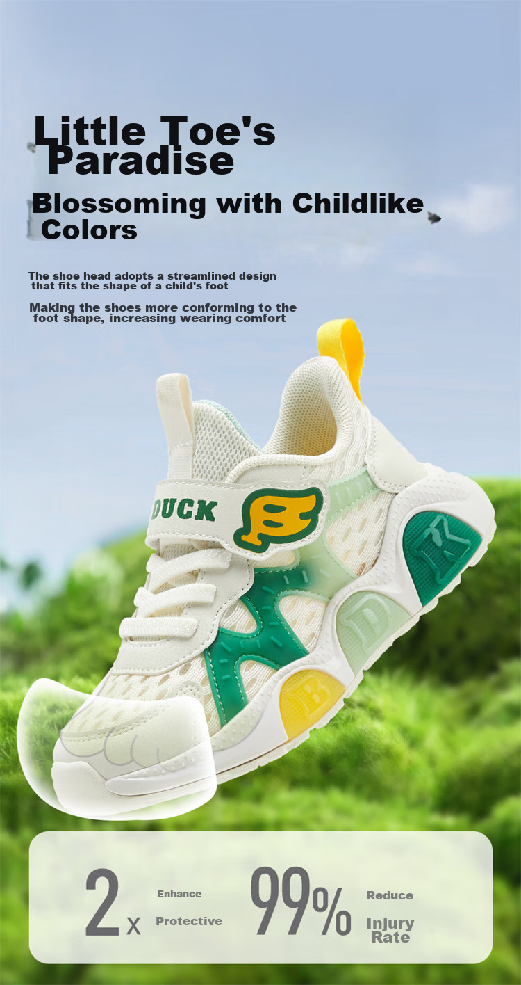 B.Duck Children's Walking Shoes, Baby Summer Mesh Light-Up Shoes, Boys And Girls Single Mesh Shoes, 3969 Rice Green, Size 26 3