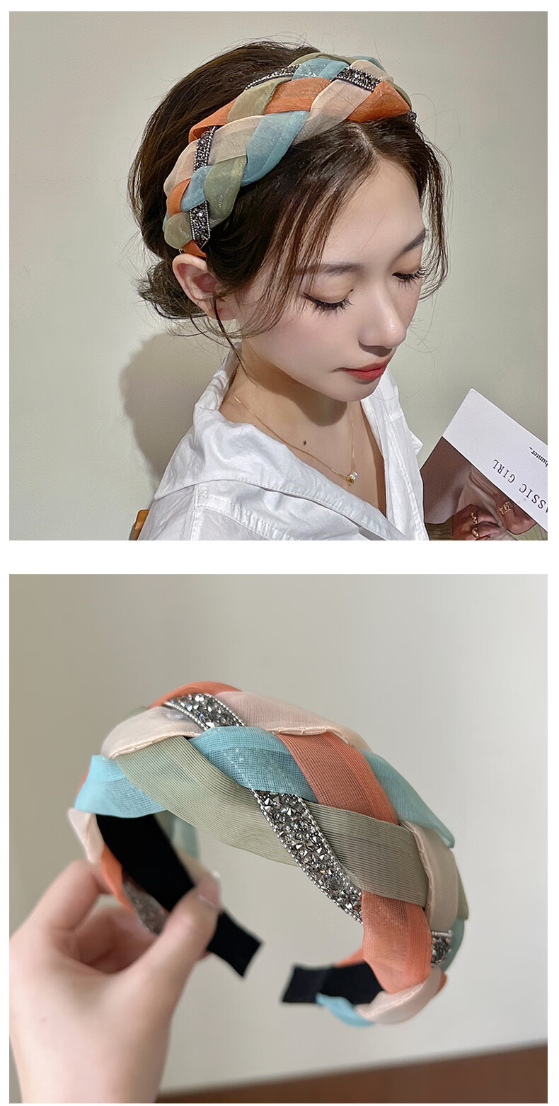 Xiangwan Headband, Vintage Blue And Orange, High Crown Hair Band for Women, Elegant Hairpin, High-End Versatile Headband, Hair Accessory for Going Out 4