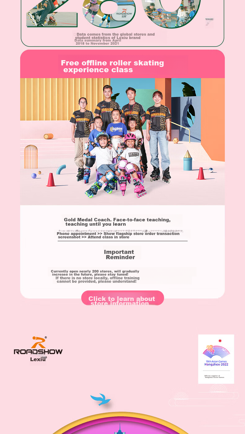ROADSHOW Kids Roller Skates 6-12 Years Professional Casual Inline Skates S Size Peach Pink Set 8
