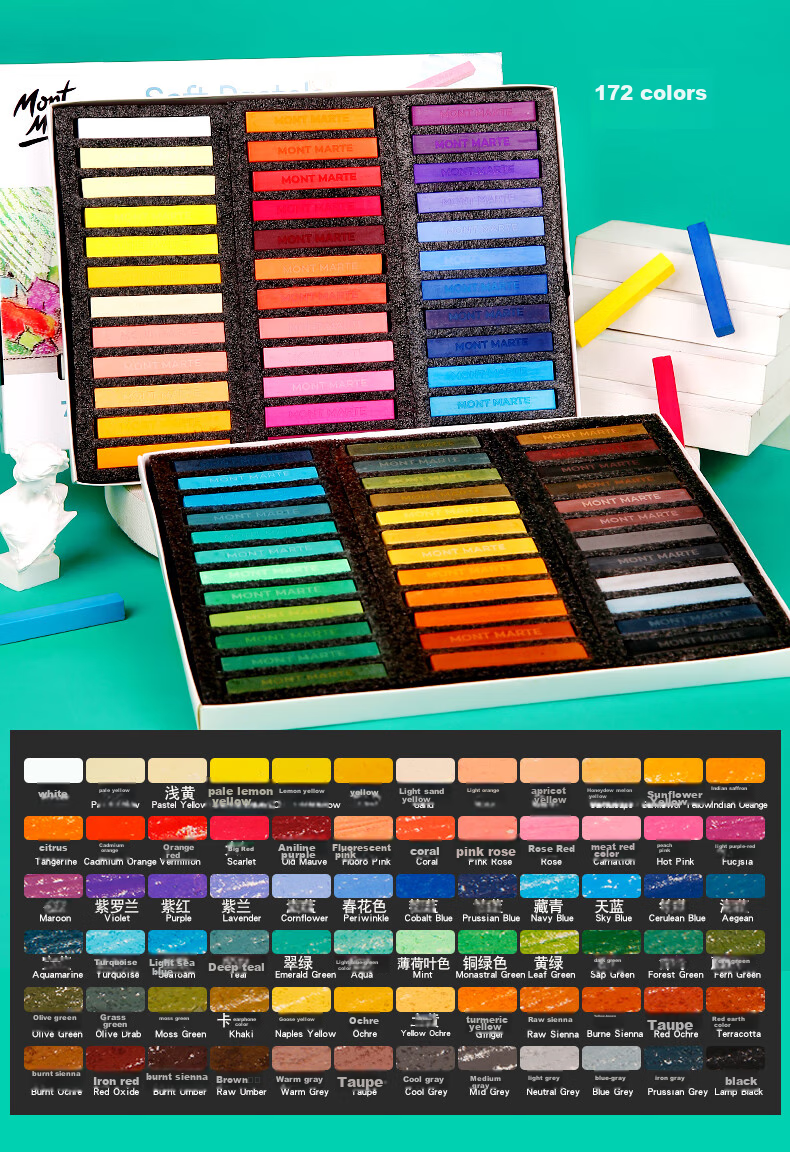 Mont Marte Colored Chalk, Drawing Sticks, Colored Chalk for Hand-Drawn Blackboard Reports, 24 Colors, MMPT0017, Sketch Markers for Drawing 15