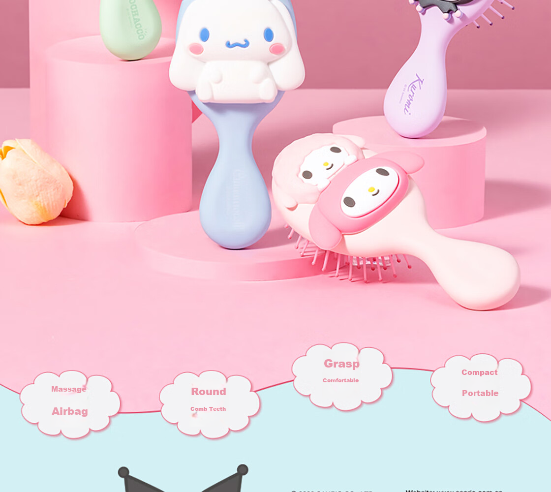MINISO Sanrio 3D Massage Air Cushion Comb Hair Styling Paddle Brush Gift for Men And Women Kuromi 2