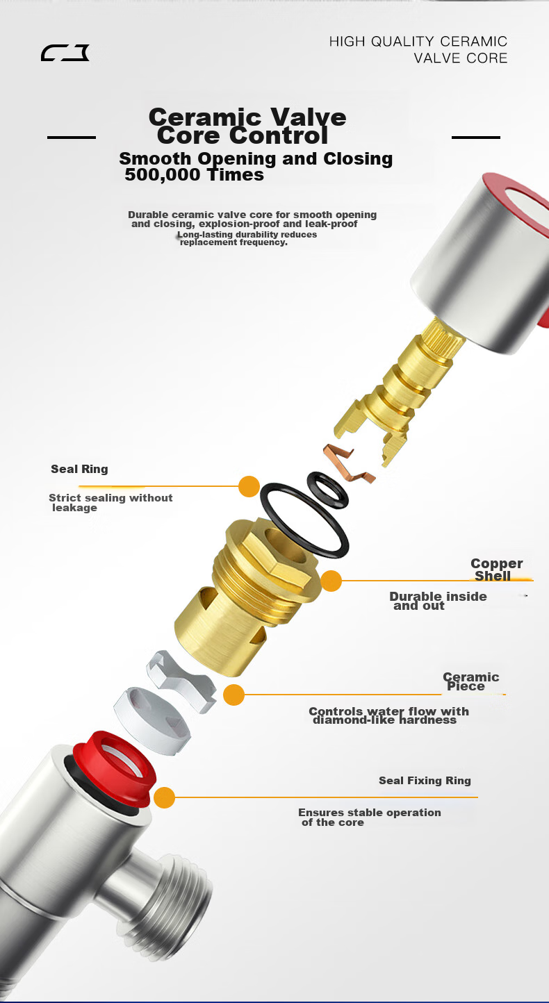 KEGOO K06641 Angle Valve, 304 Stainless Steel Triangular Valve, Cold And Hot Water Compatible Angle Valve, 1/2 Inch 8