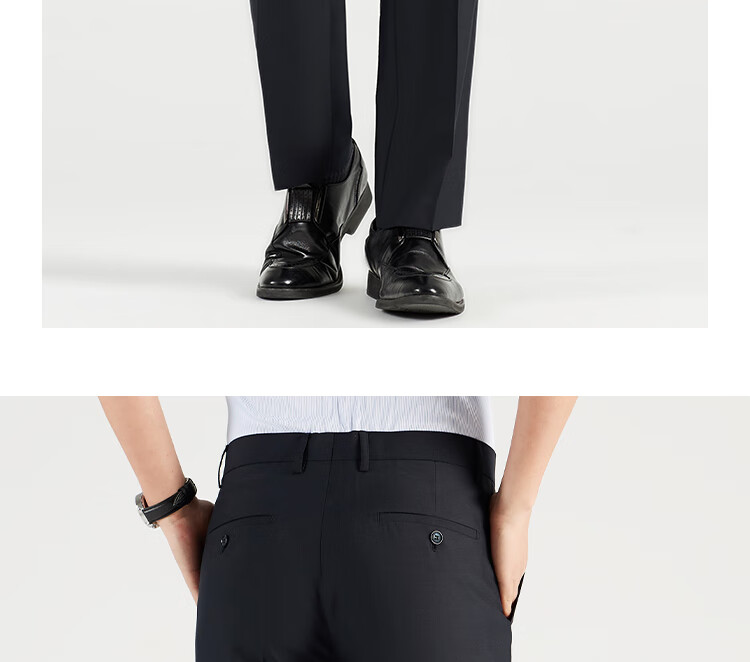 ROMON Men's Wool Business Straight-Leg Dress Pants Spring and Autumn Casual Suit Trousers Work Pants 18