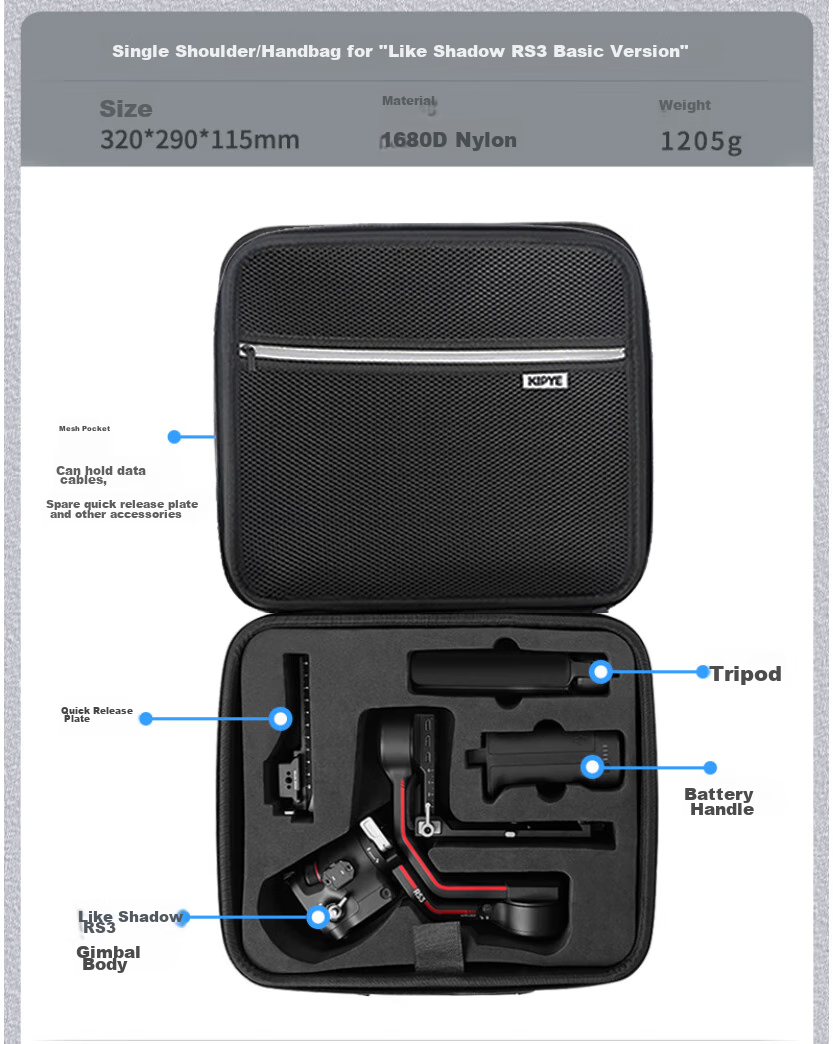 Qiye Suitable for DJI Ronin RS-3 Storage Bag, Stabilizer Handheld Gimbal Portable Bag, Protective Case Inner Liner Bag, Accessory Box, Single-Shoulder Backpack Full Set Storage Protection Box Portable Case 2