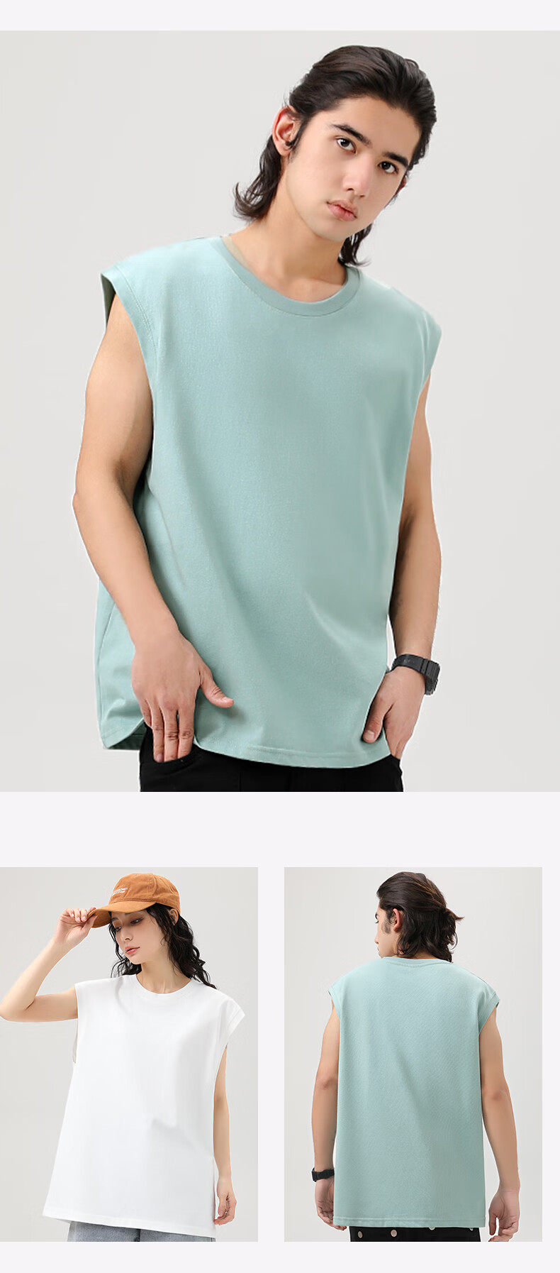 GENIOLAMODE Men's Vest, Pure Cotton Breathable Summer Loose Casual Versatile Sleeveless T-Shirt, Trendy, Black, 2XL 11