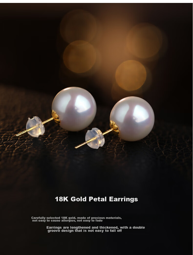 Daimi 18K Gold Round Bead, 10-11mm Minimalist Series Freshwater Pearl Stud Earrings, Mother's Day Gift for Girlfriend Or Wife 31