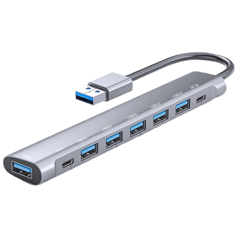 Youlianxing USB3.0 Hub, 8-Port Expansion Adapter, USB HUB Duplicator, One-To 16cm, Suitable for Apple And Huawei Laptops, Desktop Computers, USB Drives, Hard Disks, And Mice