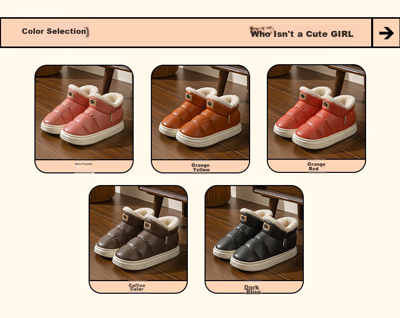 Taxiang Cotton Slippers for Men And Women, Winter Couple's Plush Warm Cotton Shoes, Outdoor Snow Boots, TS001 6