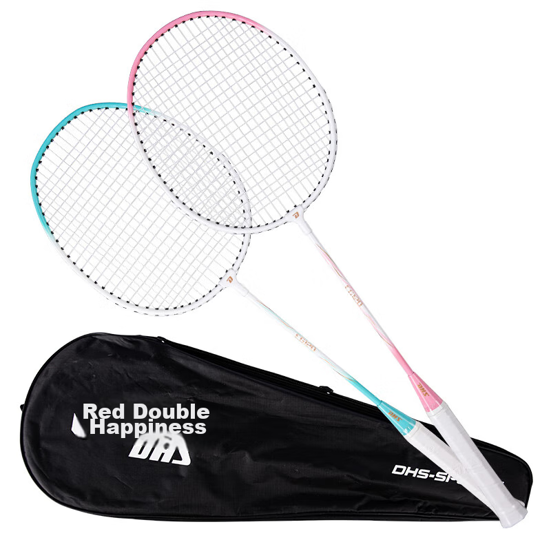DHS Badminton Racket Pair Set for Training And Competition, Deep Groove Rackets, 2 Pieces EG120 with Shuttlecocks And Grip Tape