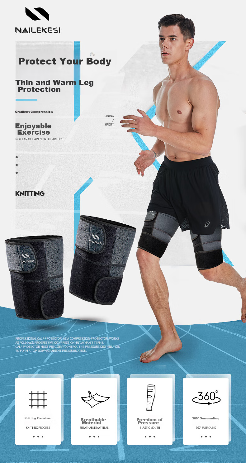 NAILEKESI N Thigh Support Leg Sleeves, Thigh Protectors, Sports Muscle Strain Bandages, Compression Bands, Warmth Retainers, One Size Fits All, 1 Pair 1