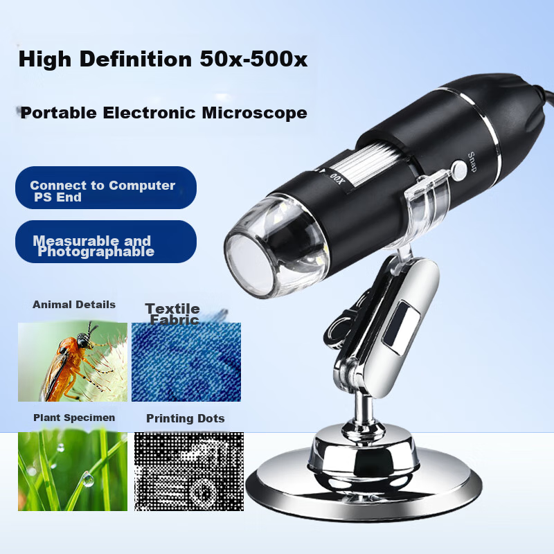 BIJIA Digital Microscope, 500x Zoomable, High-Definition Portable Electronic Magnifier, USB Connected to Computer, Capable of Taking Photos